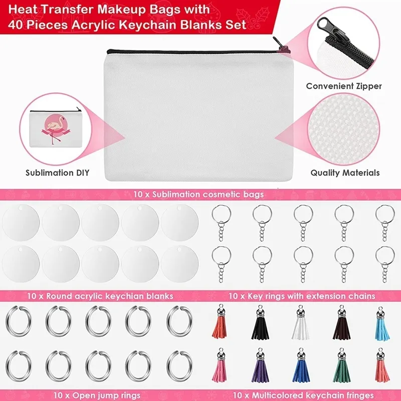 Wholesale DIY Heat Transfer Cosmetic Bag With Mirror With Iron On Transfer  Zipper Canvas Pen Case For Women And Kids Sublimation Blanks Pouch 230520  From You00, $16.51